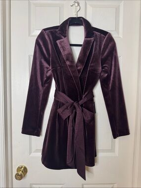 Express Plum Velvet Wrap Blazer Dress/ Romper